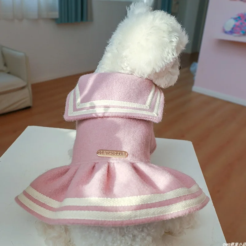 1PC Pet Clothing Spring and Autumn Thick Pink Gold Label Korean Edition Skirt Suitable for Small and Medium sized Dogs