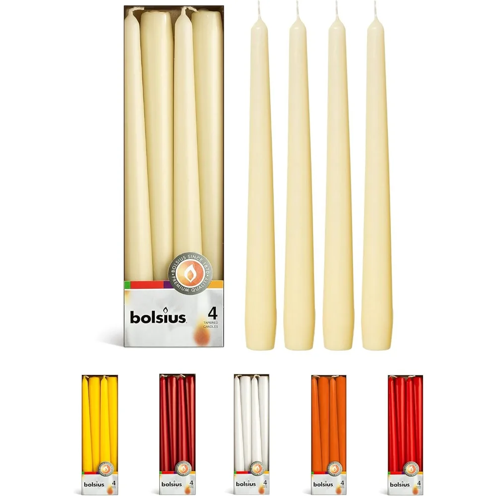 Velas de jantar marfim sem perfume de 10 polegadas, pacote com 4 - qualidade europeia de 8 horas, sem fumaça