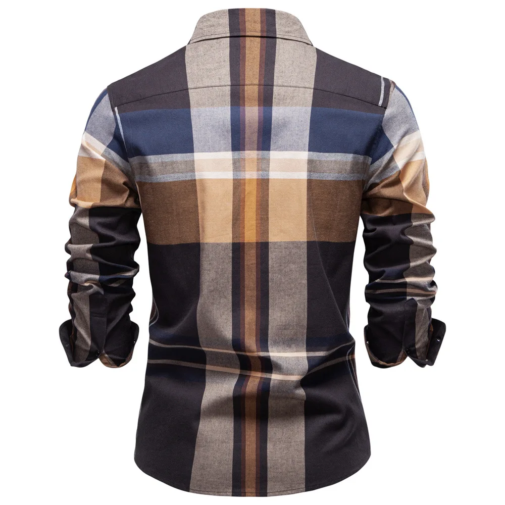 New Autumn and Winter High-quality Checked Shirt for Men Pure Cotton Business Casual Long-sleeved Shirt for Men