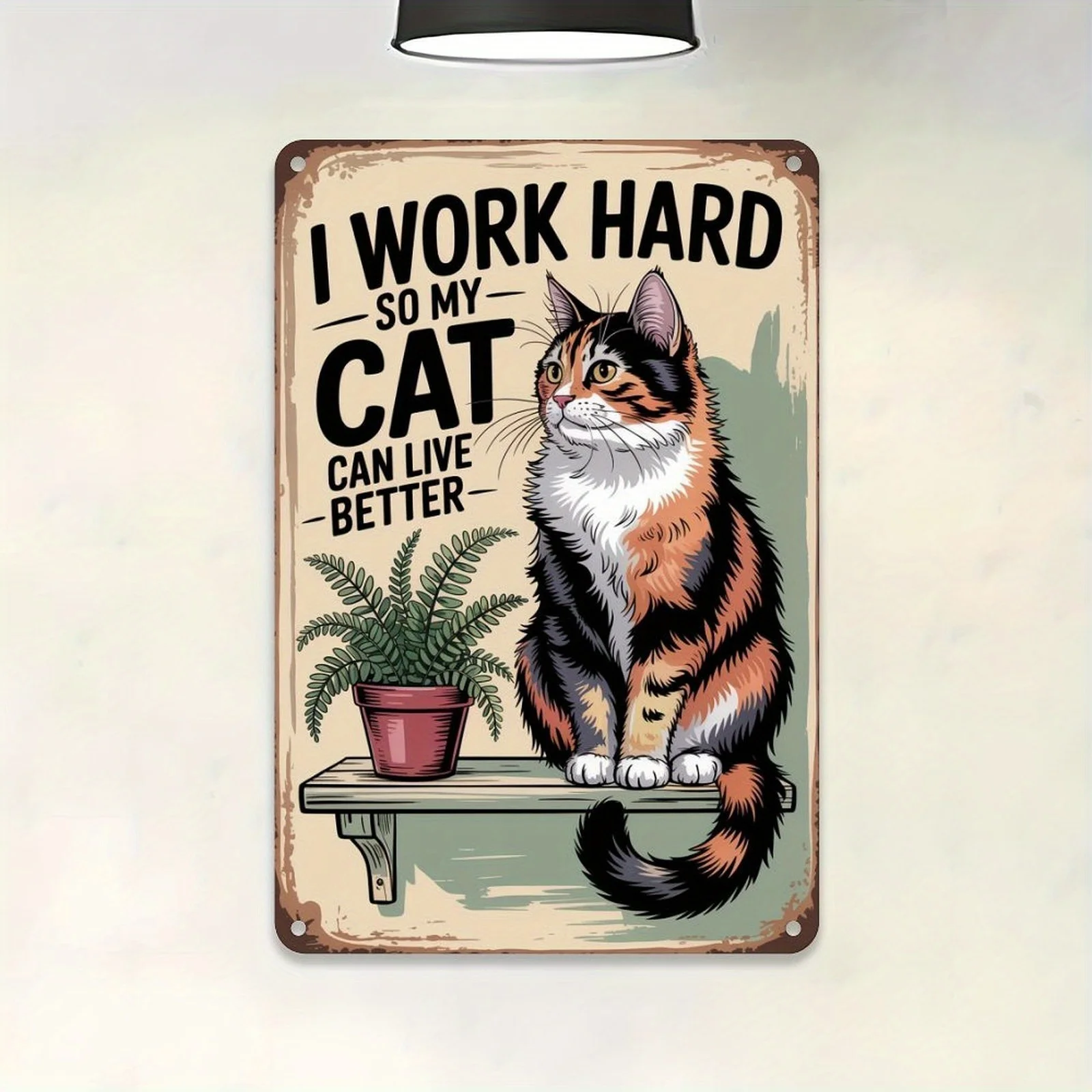 2D Flat Fun Cat Lover Metal Iron Sign 