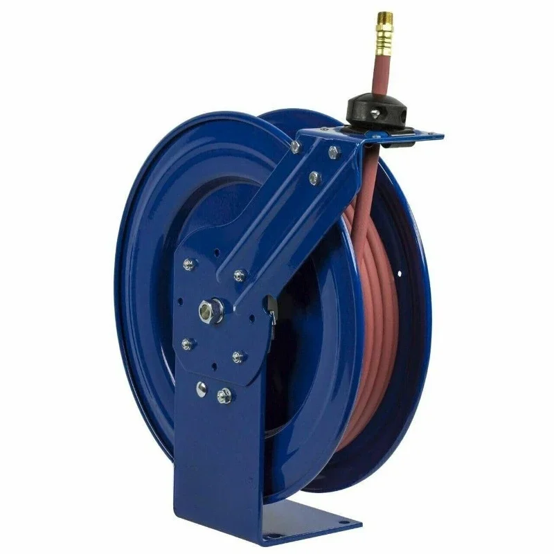 HOME.P-LP-450 Retractable Air/Water Low-Pressure Hose Reel, P Series, 50’  Heavy-Duty Steel Construction, Made in the USA