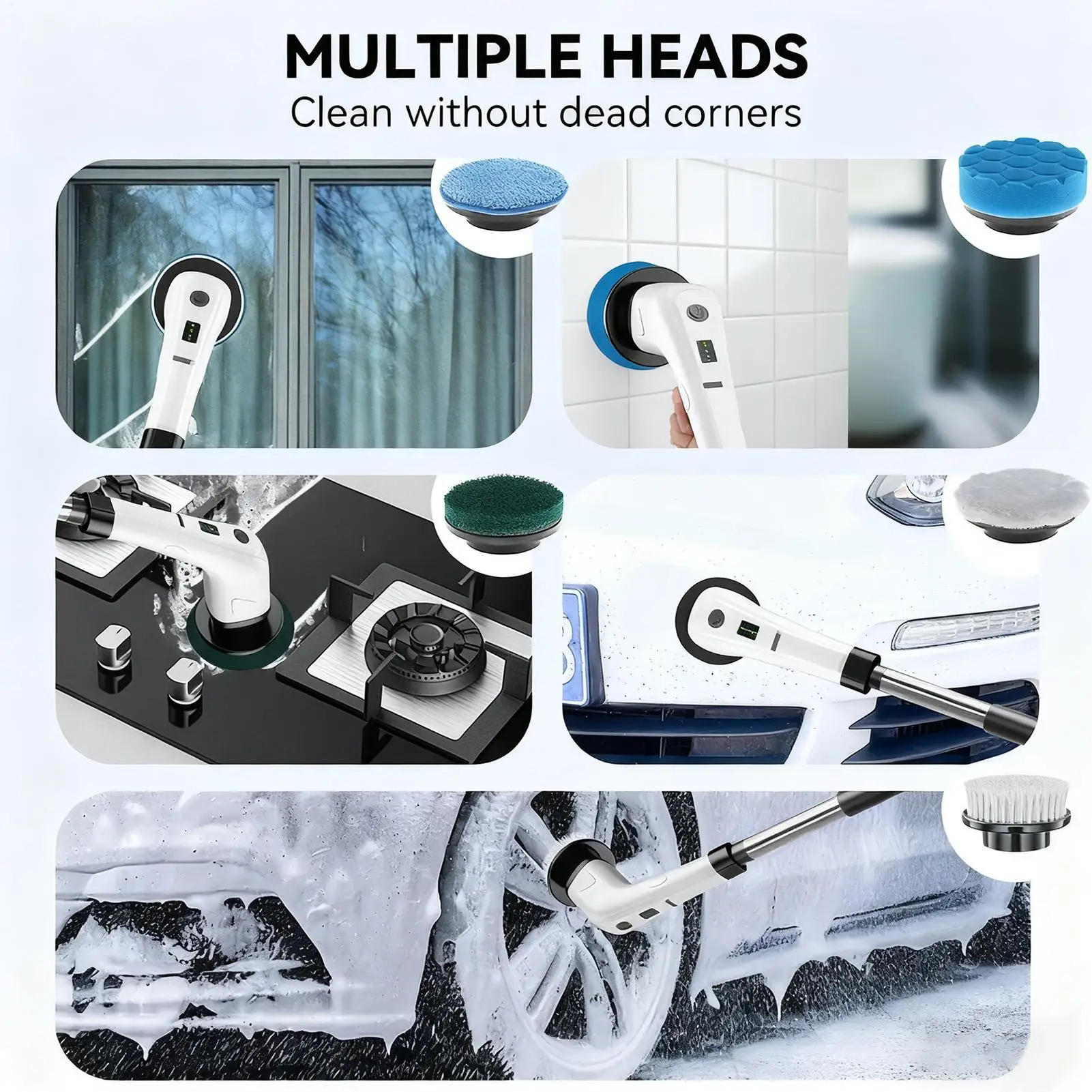 

Electric Cleaning Brush Waterproof Rotating Tool Electric Shower Scrubber For Home Shower Doors Kitchen Sinks Bathtubs Grout