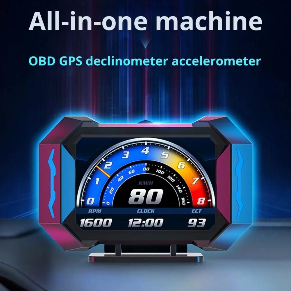 OBD2 Gauge Car HUD Head-Up Display Multifunctional Digital Gauge Universal Easy Setup Car Speedometer GPS Tachometer