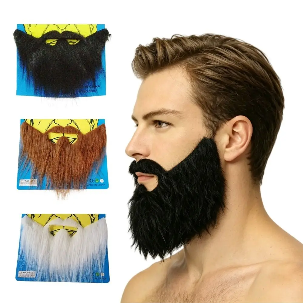 Synthetic Fiber Fake Beard Mustache Soft Hair Black/Brown/White Costume Beard Elastic Band Dress Up Facial Hair Props