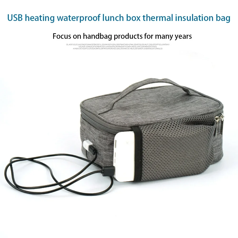 USB Electric Heating Insulated Lunch Bag Mini Lunch Box 12V Heated Thermal Bag Food Warmer Container Camping Accessories