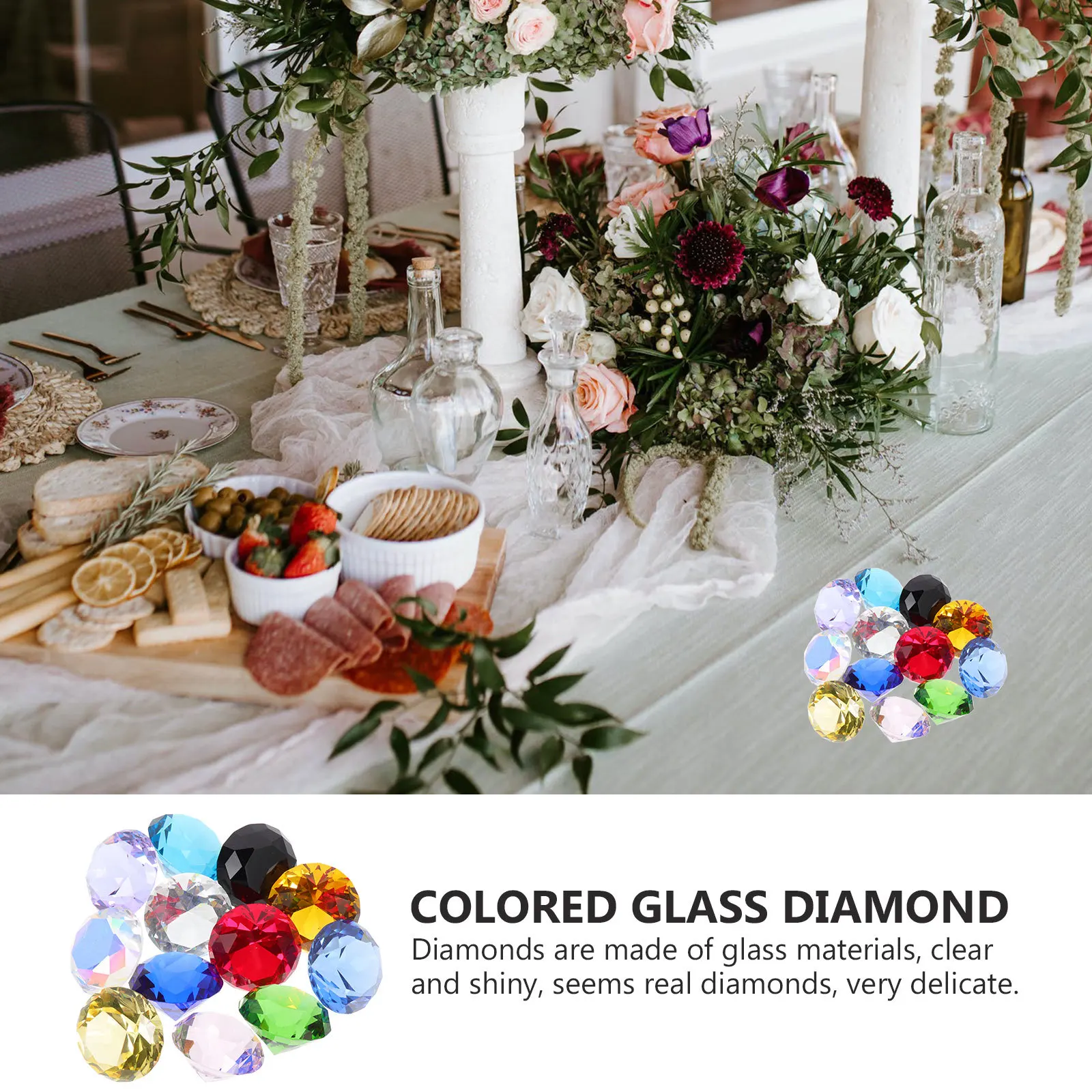 

12Pcs Clear Shiny Glass Diamond Models Faux Diamonds for Craft Projects Scavenger Hunts Photo Background Props Centerpiece Table