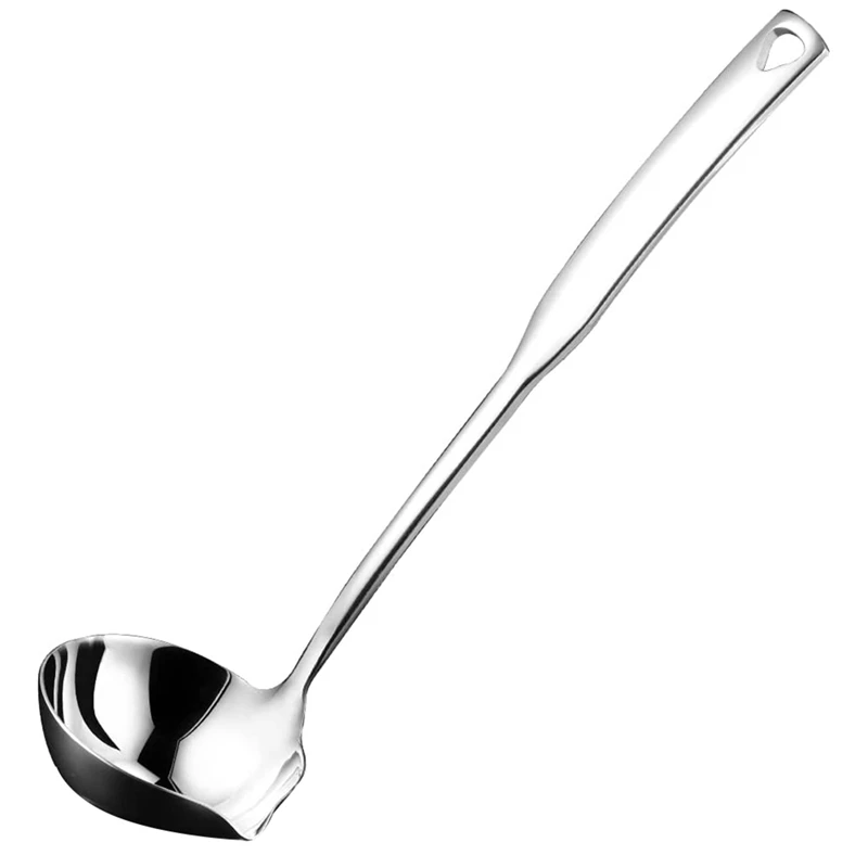 

304 Stainless Steel Soup Ladle Punch Luminous Ladell Spoons With Pour Spout Gravy Ladles For Serving,11.8 Inch