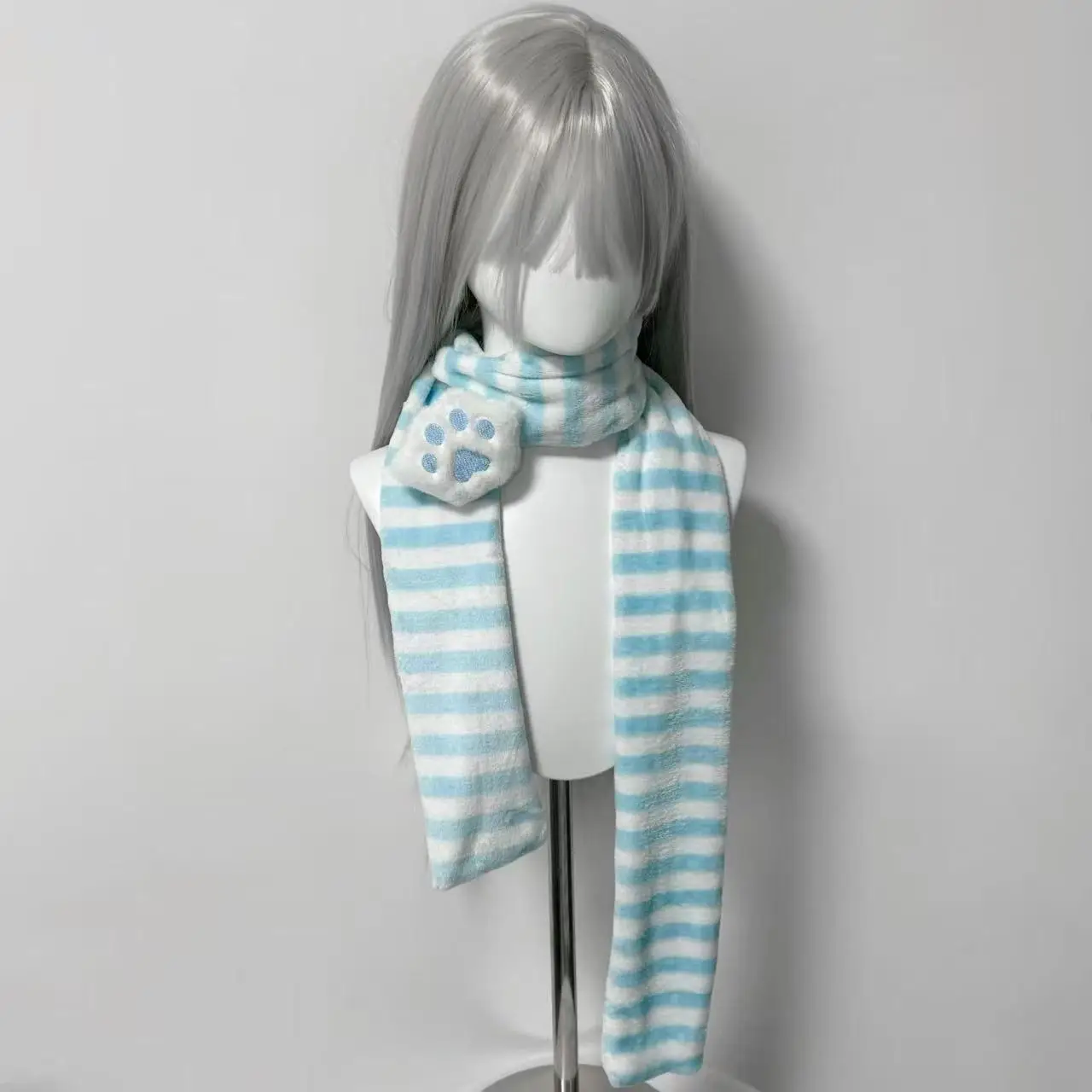 Kawaii Kniied Scarf Cat Paw Decoration Stripe Scarves Y2K Autumn Winter Cute Keep Warm Scarf Subculture Accessories view 3