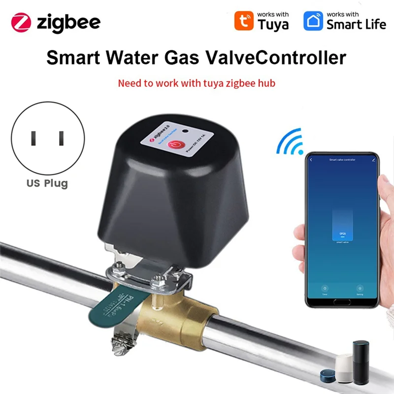 Tuya Zigbee Smart Manipulator Valve Controller For Water Gas Auto Shut On Off Support Alexa Home Smartlife-A09I
