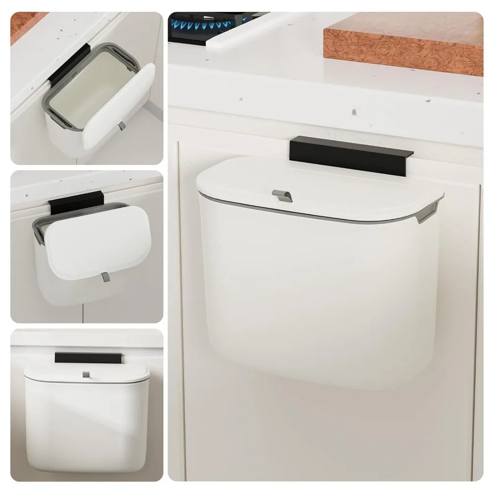 

Кухонный компас на 1,9 галлона, подвесной небольшой мусорный бак с крышкой под раковиной, технология двойной установки и тройного уплотнения, без запаха