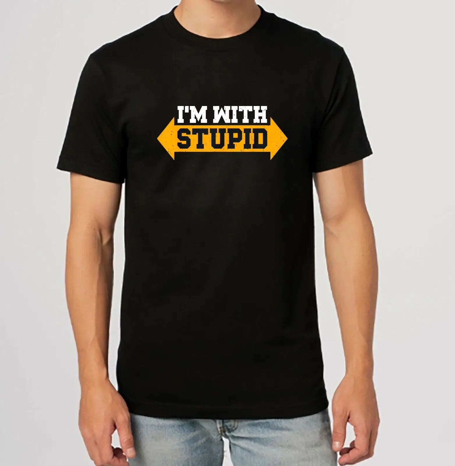 

NEW LIMITED I'm With Stupid Design Gift Idea Premium Tee T-Shirt S-3XL