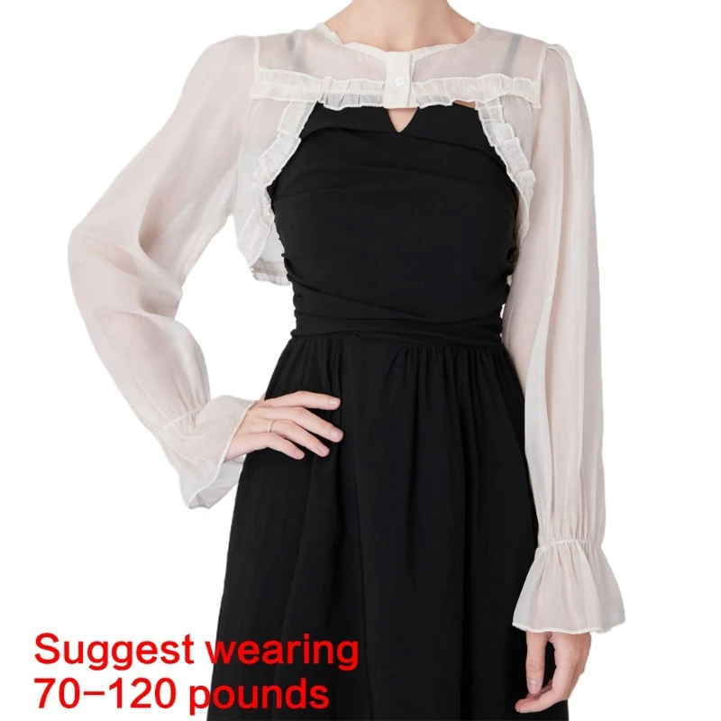 Long Sleeve False Collar for Women Girl Elegant Detachable Faux Collar Blouse Collar Top Shirt Neck Shawl Accessories