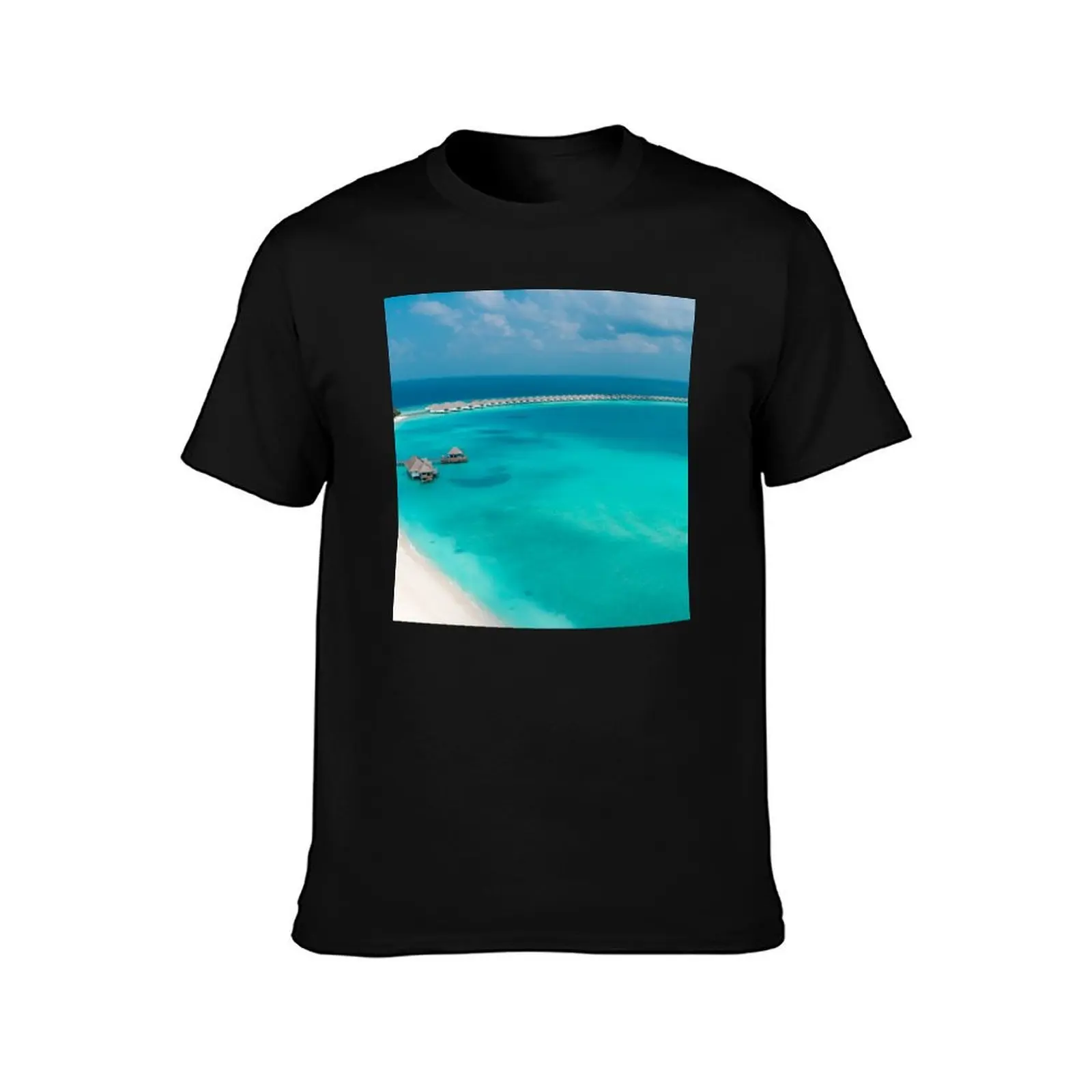 Tropical Maldives Turquoise Blue Ocean T-Shirt Casual Graphic Print Tee T-Shirt