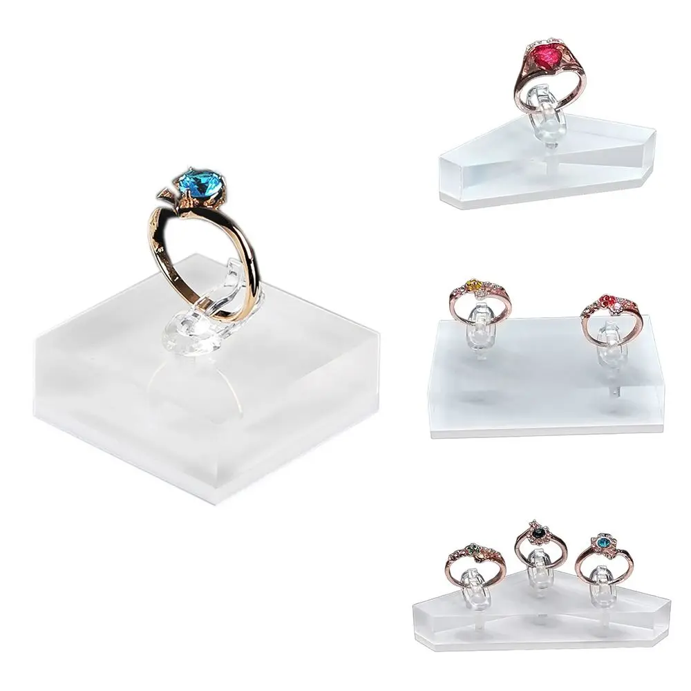 Estante de exhibición de joyería de acrílico, organizador transparente, bandeja, soportes para anillos, expositor de joyas, soportes para anillos de almacenamiento