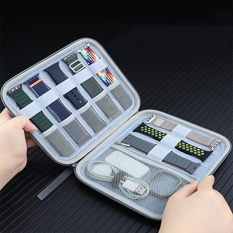 Caja de correas de reloj para Apple/Samsung/xiaomi, funda para correa de reloj, cable de datos, bolsa de almacenamiento para correa de muñeca inteligente de viaje, organizador de relojes