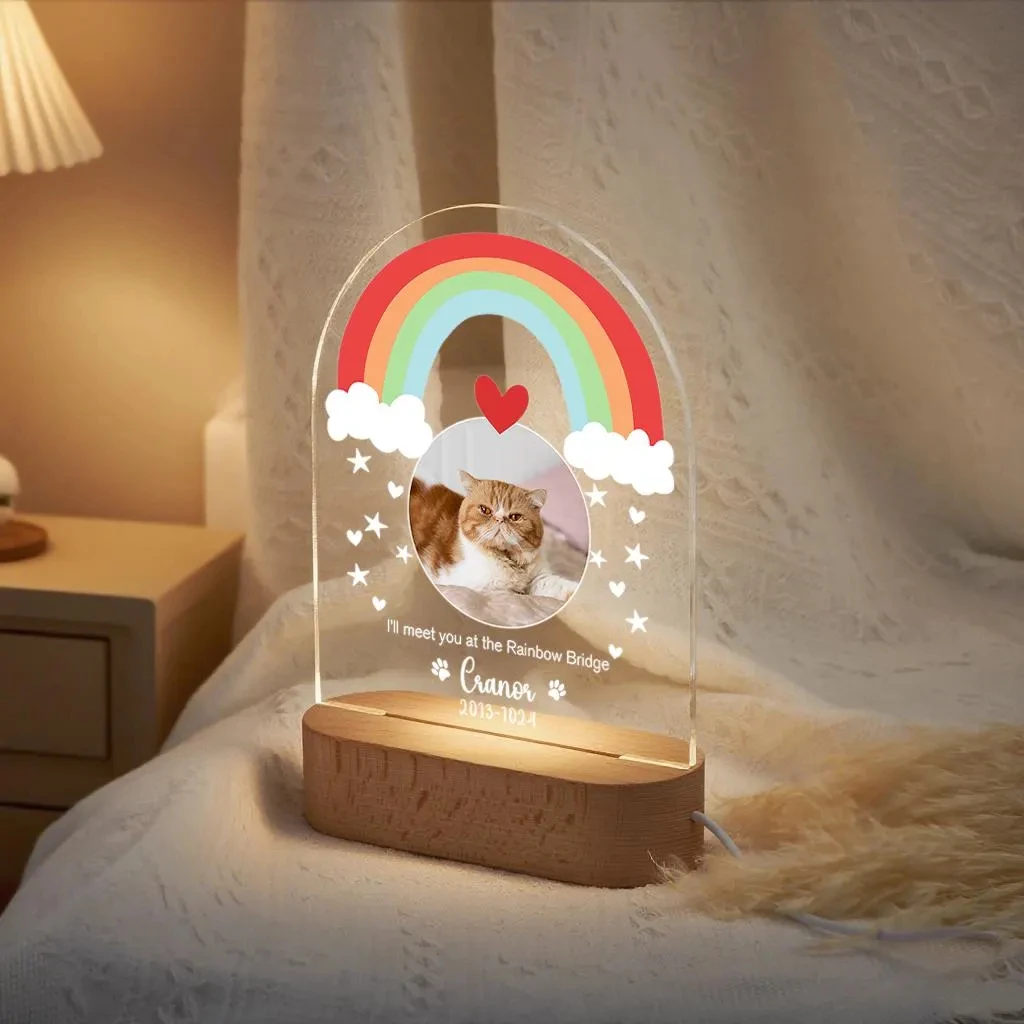 إطار مخصص متعدد الصور لمحبي الكلاب هدية مثالية لتحقيق ذكريات كلبك لتزيين غرفة إطار صور أكريليك مضاء بإضاءة LED #5