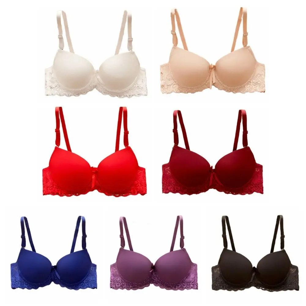 Modischer Mesh-Spitzen-BH mit tiefem V-Ausschnitt, stoßfeste Lingerie-Unterwäsche für Damen, süßer Anti-Sagging-Push-Up-BH für Mädchen – Detail 2