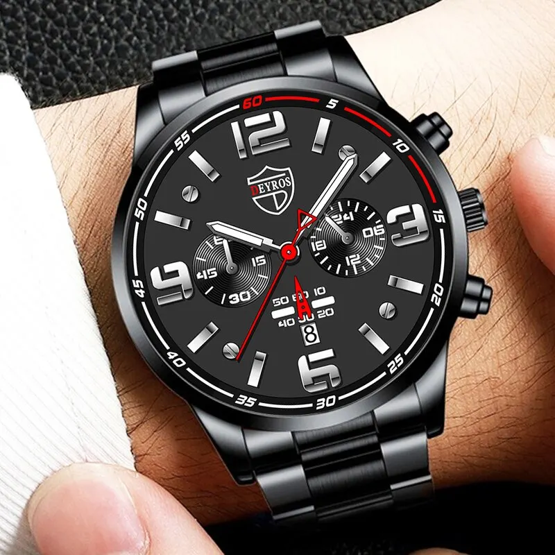 2023 Luxury Fashion Mens Calendar Watches Men Business Watch Male Stainless Steel Quartz Wrist Watch Luminous Clock Reloj Hombre