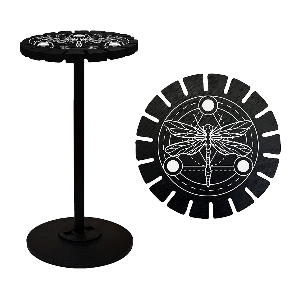 Pendulum Holder Shelf Wooden Pendulum Wheel Display Rack Black Display Shelf for Pendulum Display Gift Organizer Dragonfly