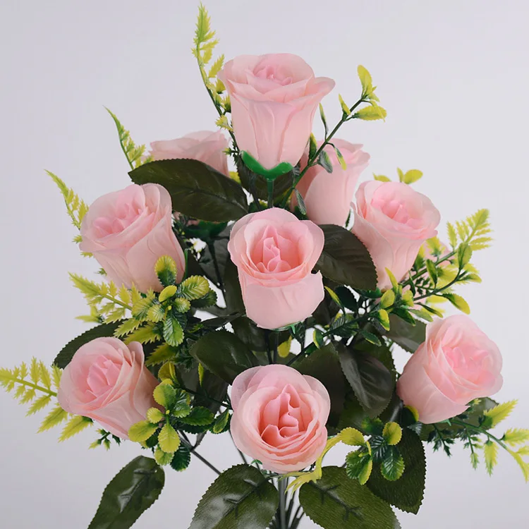 43 cm Rosen-Seidenstrauß, künstliche Rosen, 12 Köpfe, Braut, Hochzeit, Zuhause, Party, Dekoration, künstliche Blumen, künstliche Blumen – Detail 3