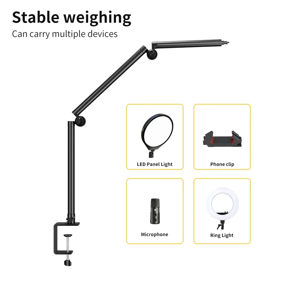 SH Desk C Folding Stand Flexible Shape Mount Metal Bracket Stand 2kg Load Support Ball Head Light Projector Smartphone Camera