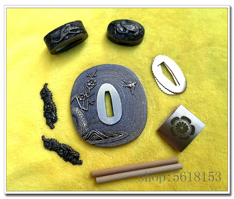 Hige alloy birde tsuba fuchi Menuki Seppa Habaki For Japanese katana wakizashi tanto