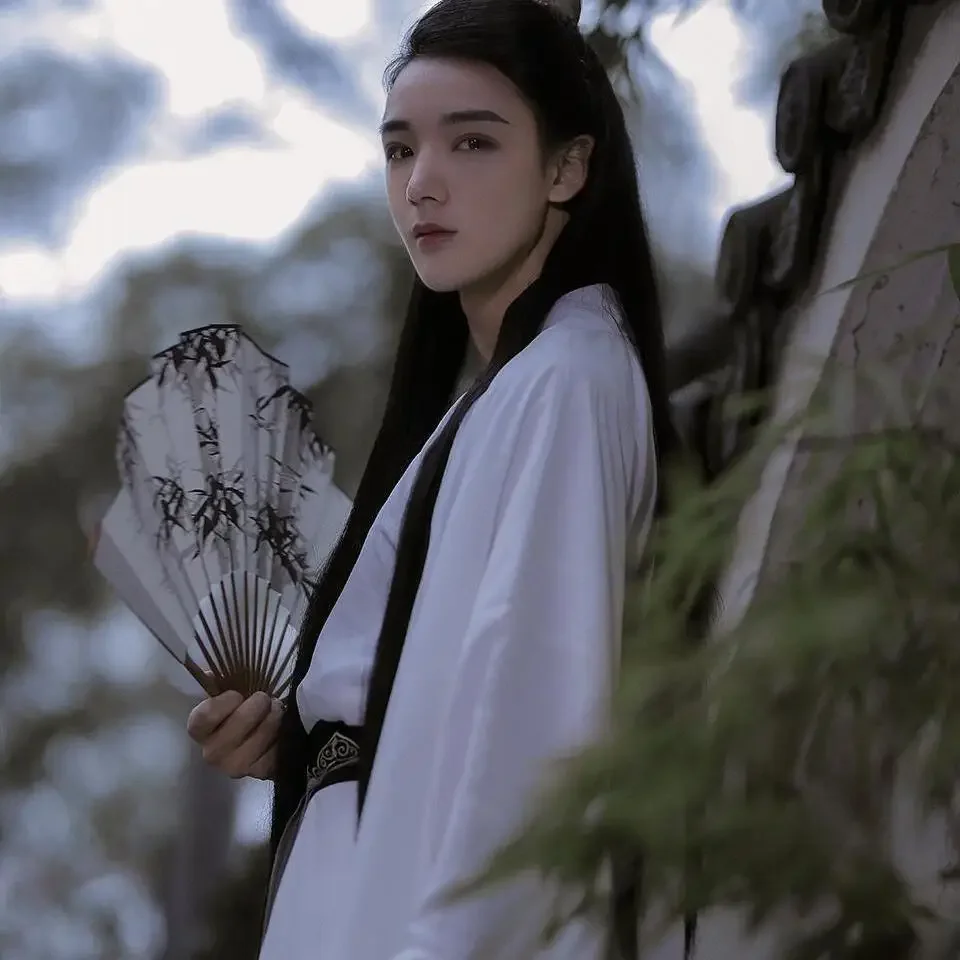 Hanfu 고대 중국 전통 코스튬 원피스, 크로스 칼라, 허리 길이 인쇄 코스튬 남성용