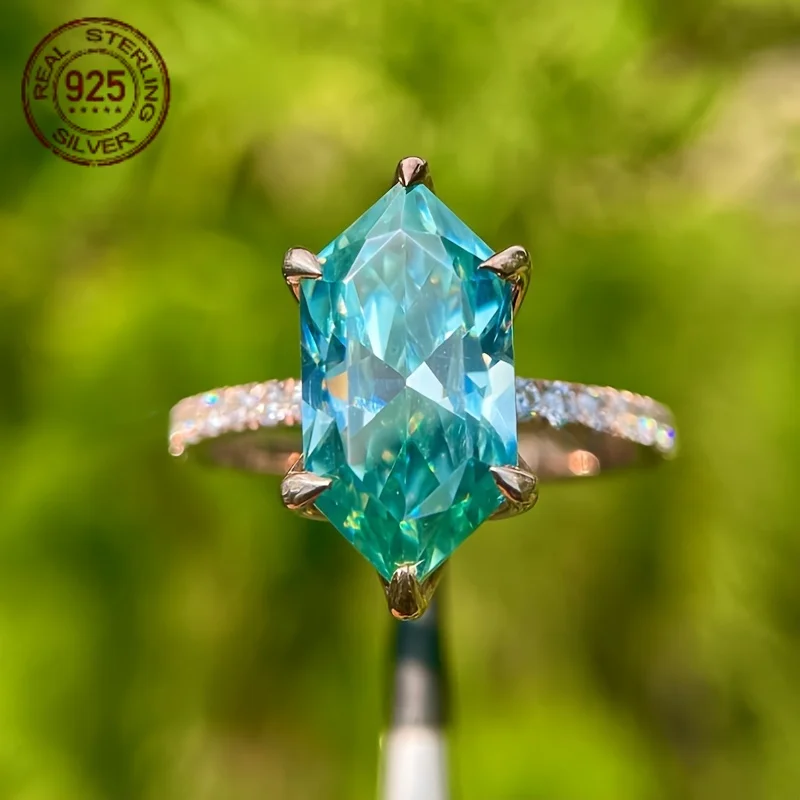 

925 Silver 3.5 CT Blue Green Dutch Marquise Cut Ring 14K Gold Plated Retro Engagement Rings For Women Wedding Evening Party