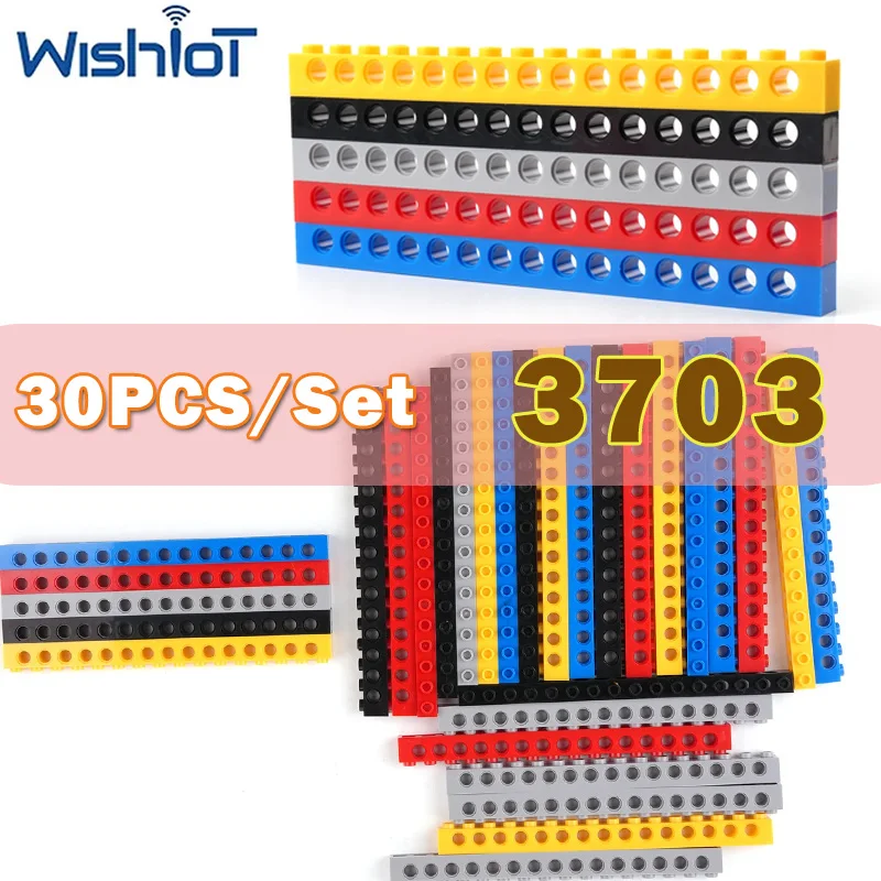 

30 шт. MOC 3703 Технологичные строительные блоки: детали 1x16, балка с 15 отверстиями, игрушки-конструкторы, маленькие кирпичики, аксессуары для DIY-модификаций