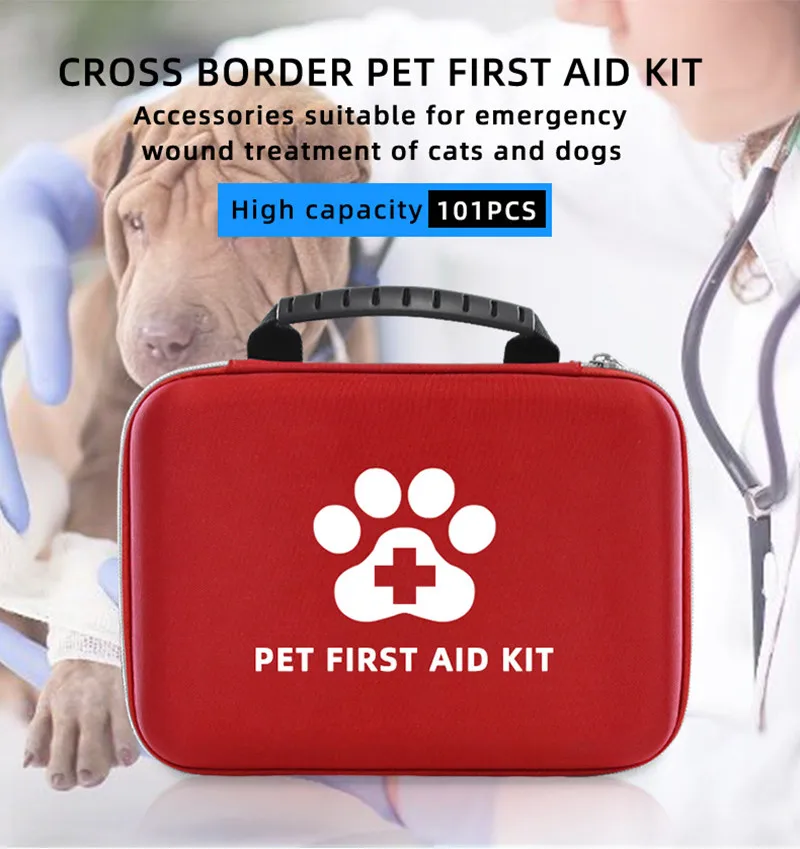 101pcs/194pcs Pet First Aid Kit for Dogs & Cats - Emergency Bag for Hiking, Camping, Hunting, Home - Portable First-Aid Supplies