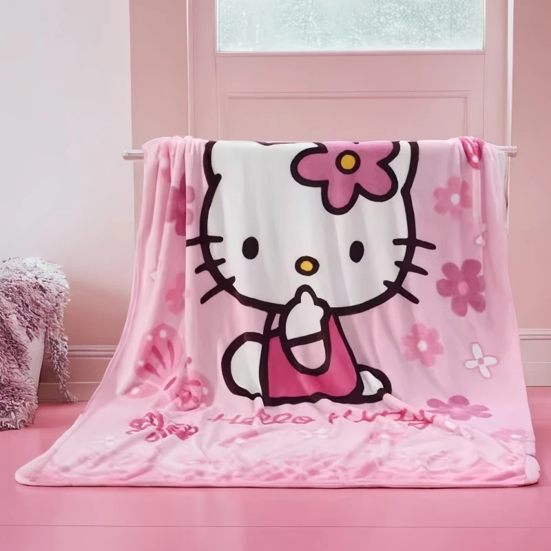 

Hello Kitty Cat Leg Cover Blanket Women's Office Style Keiti Cat Design Single Person Sleeping Blanket Anime Themed Blanket