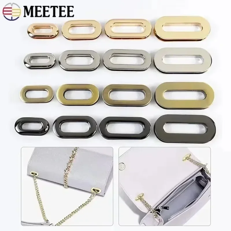 Meetee 4/10/20Pcs Metal O Ring Eyelet Buckles Oval Eyelets Clasp Handbags Strap Round Hole Hang Buckle DIY Bag Parts Accessories