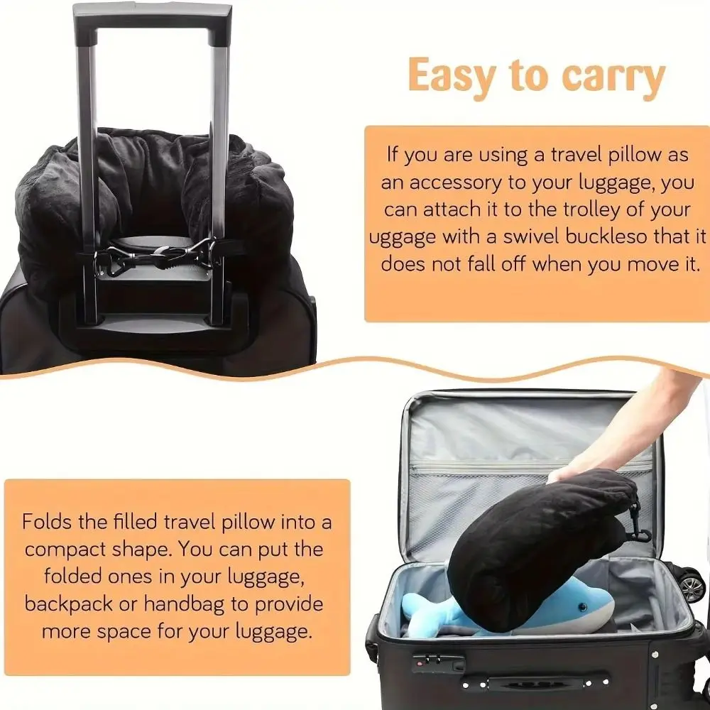 Waterproof Travel Neck Pillow Portable Comfortable Fillable Pillow Soft Adjustable Strap Storage Bag Outdoor Use