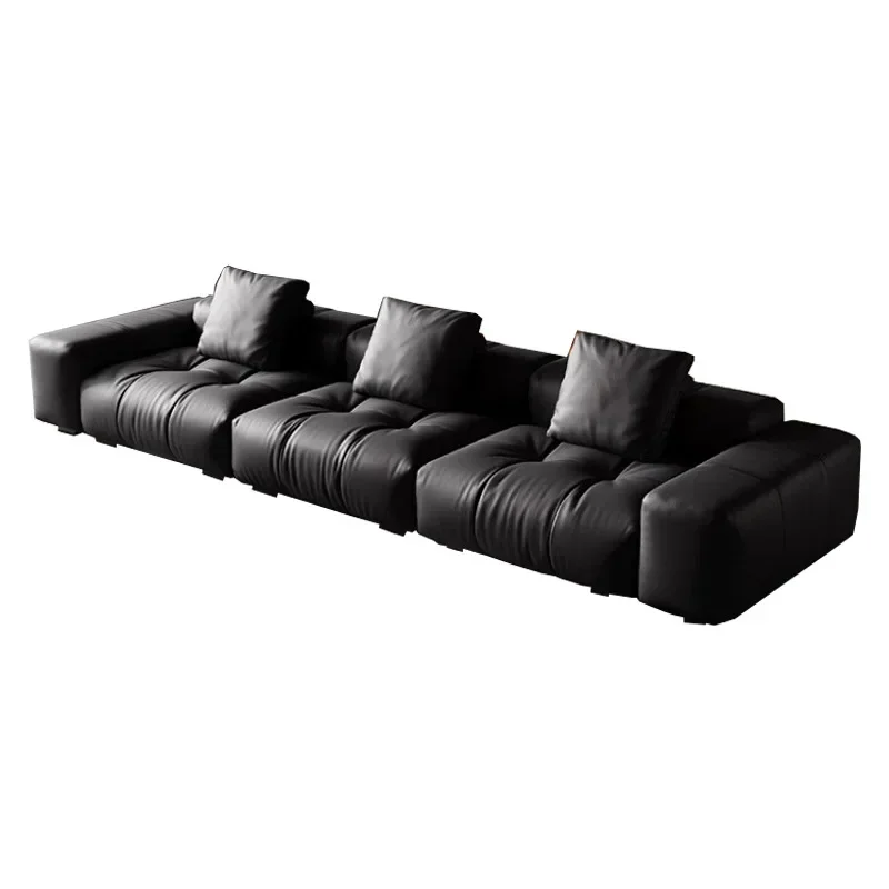 

Italian minimalist pixel sofa saba tofu module full leather original designer villa living room straight row sofa