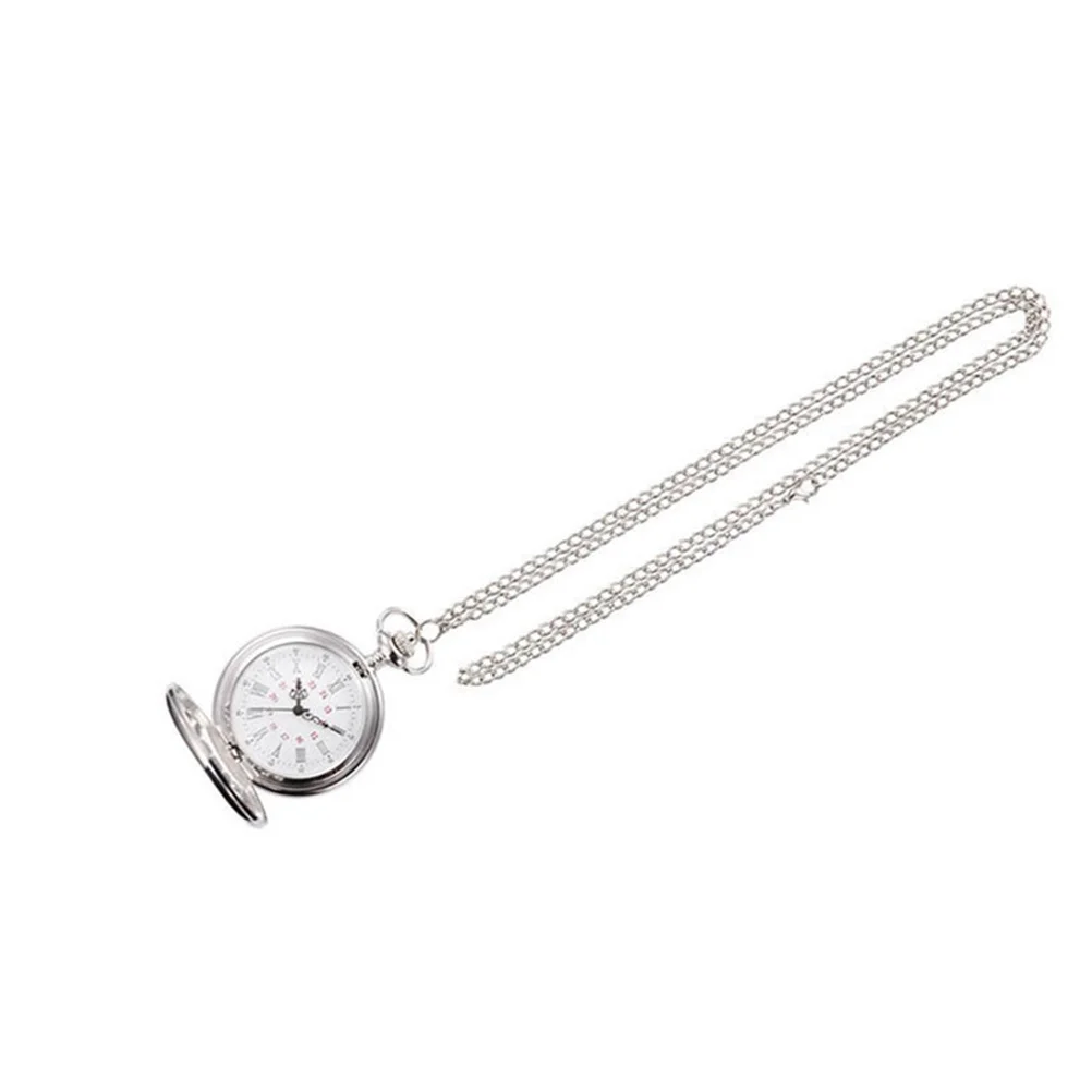 Montre de poche rétro, grande taille, Quartz lisse, chaîne argentée, à la mode, Style Vintage, léger, Durable, verre métallique