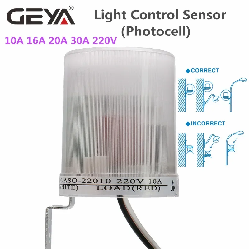 GEYA Photo Sensor Light Sensor Operated Auto Photocell Street Photoelectric Light Control Switch Max 30A