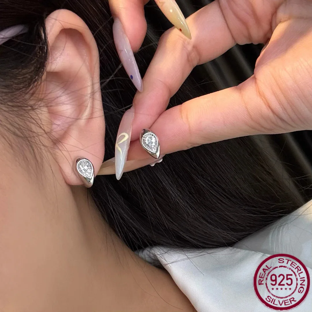

Новые серьги из чистого серебра S925, инкрустированные 1-каратными каплями воды 5*7, культивированные белые и синие серьги, свадебные украшения