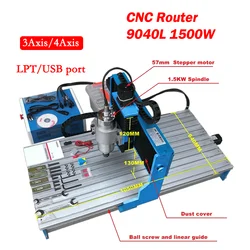 CNC Router 9040L 1500W 3Axia 4Axis Metal Engraving Machine Linear Guideway