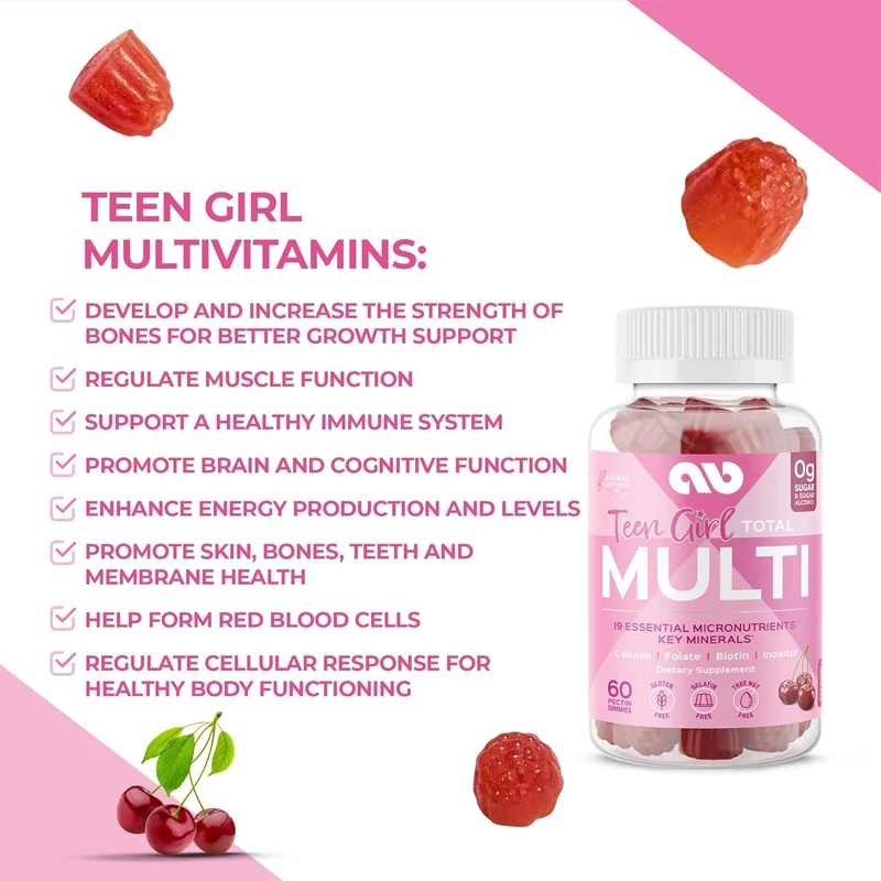 

Vitamin Girl Gummies - Contains 19 essential nutrients that can enhance bones, muscles, energy, and skin health