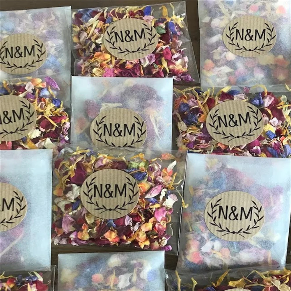 25PCS Biodegradable Personalised Classic Confetti Packets | Real Flower Petal Wedding Confetti | Eco Wedding | Ready Made | Laur