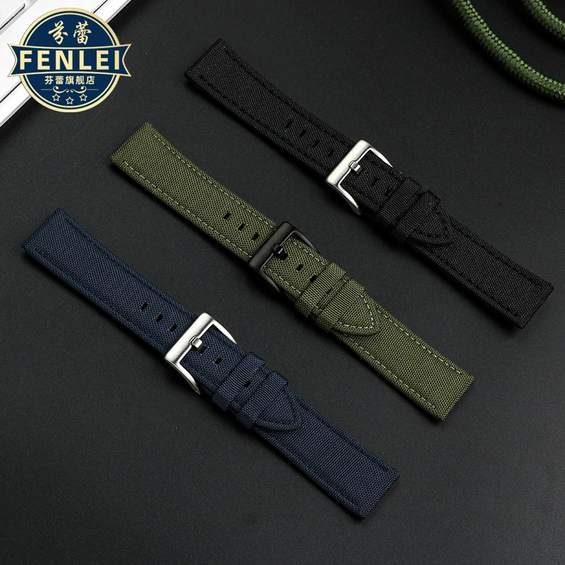 For Breitling Avengers Black Bird Leather Nylon Watchband Super Ocean Series Breathable Canvas Cowhide Watch Strap 22MM Bracelet