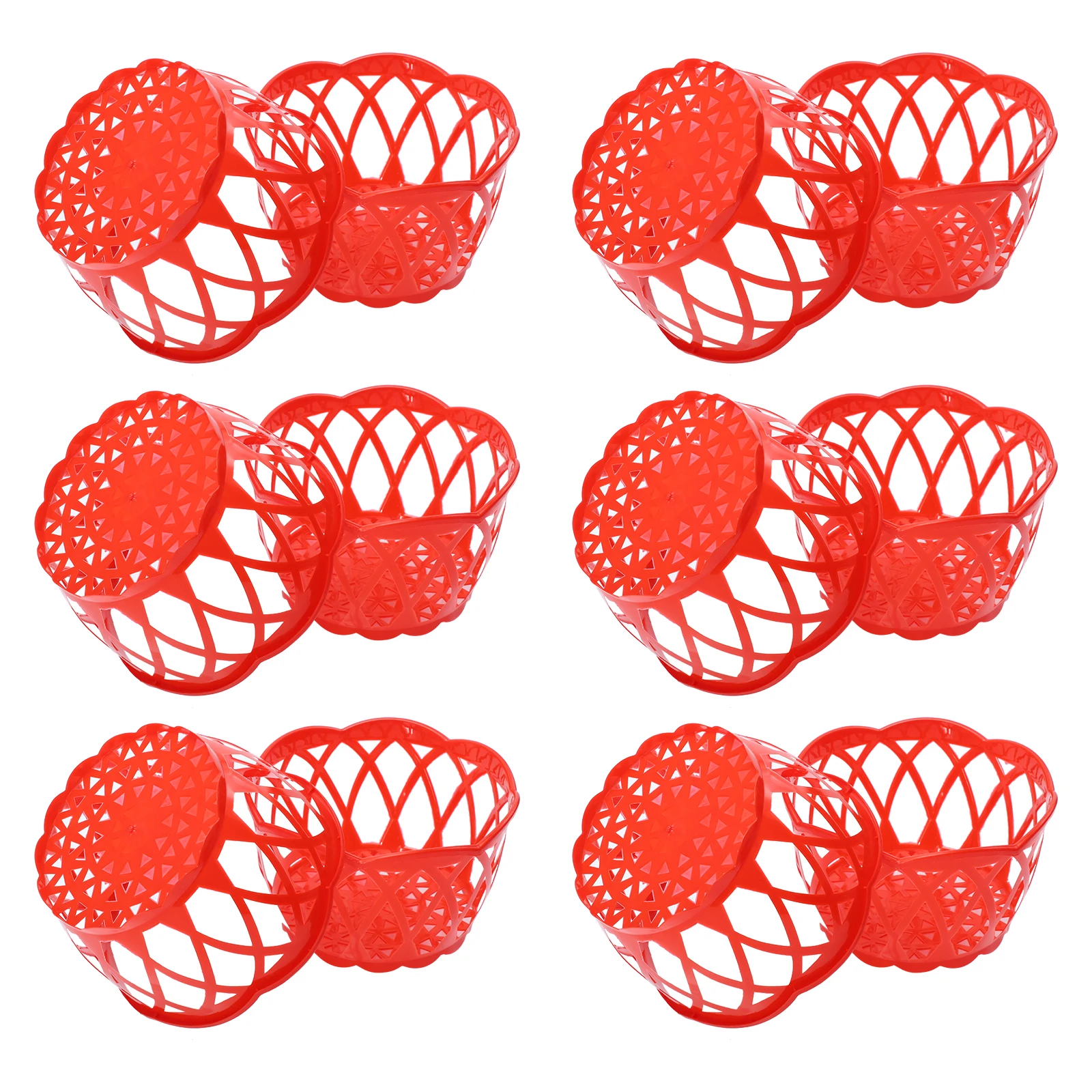 

12pcs Round Hollow-Out Plastic Storage Basket Supermarket Used Egg Packing Container For Home Bathroom Kitchen
