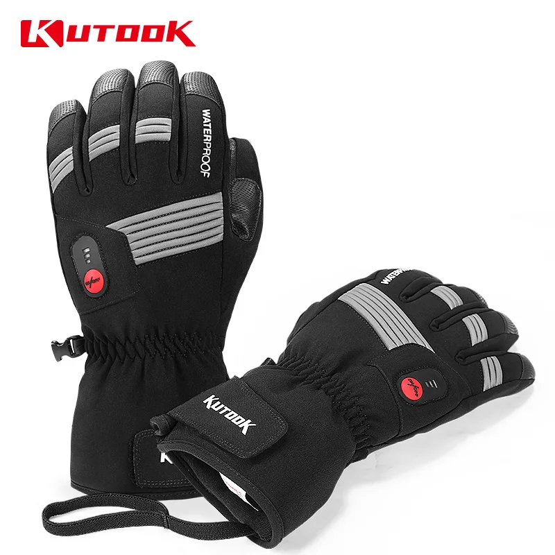 

KUTOOK Winter Electric Heated Gloves Thermal Skiing Gloves Waterproof Rechargeable Battery Heating for Cycling Hiking Snowboard