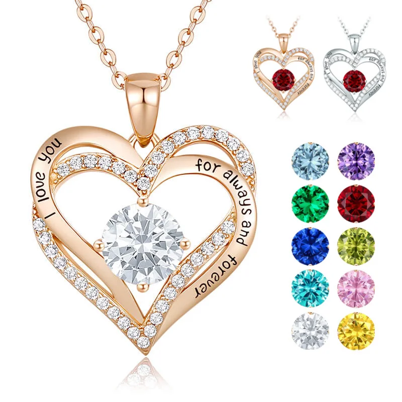 

I Love You Heart Jewelry Real 925 Exquisite Luxury Women's Silver Chain CDE Pendant Necklace