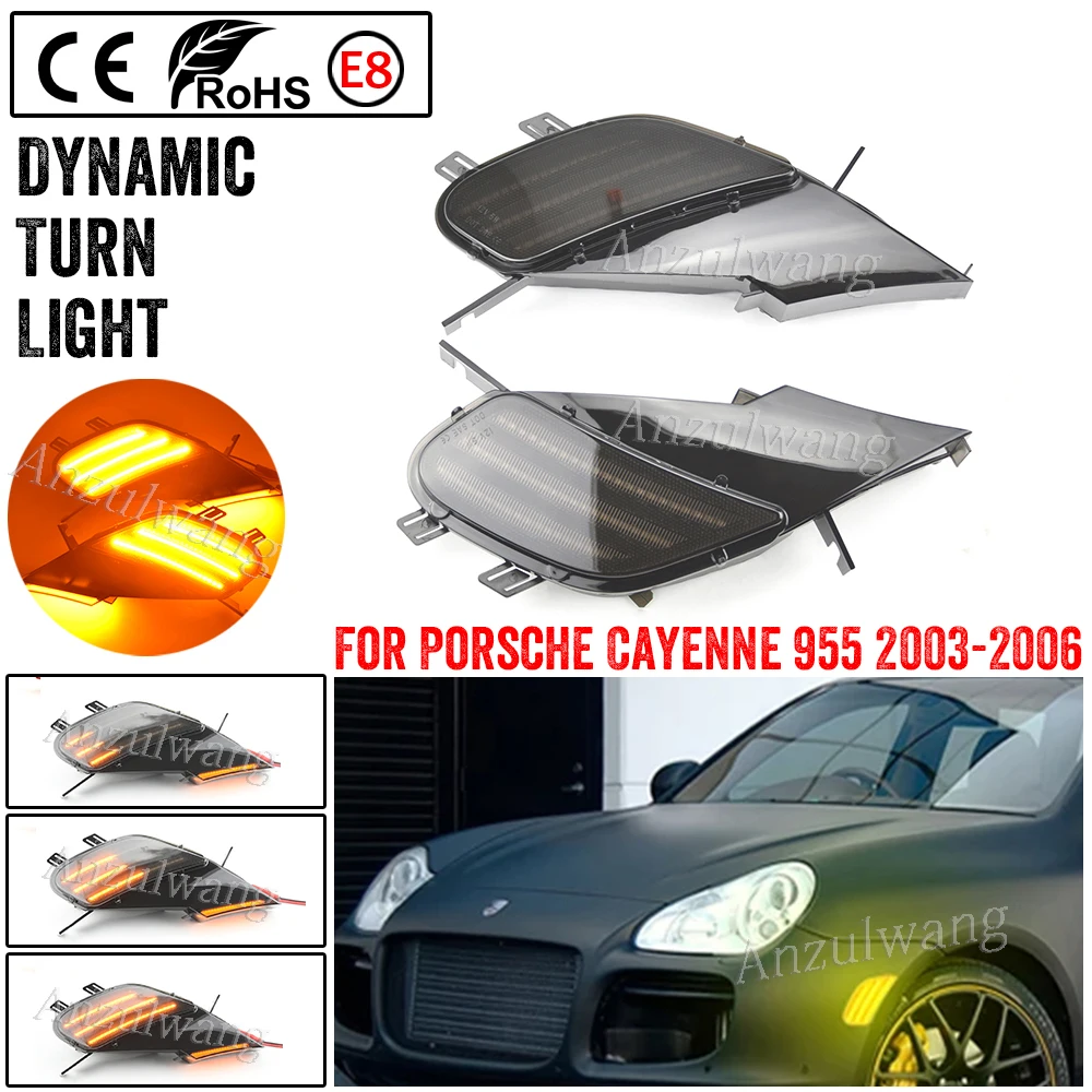 Car For Porsche Cayenne 955 2003 2004 2005 2006 2PCS NEW Dynamic Amber LED Side Marker Light Turn Signal Lamp Blinker Lamp