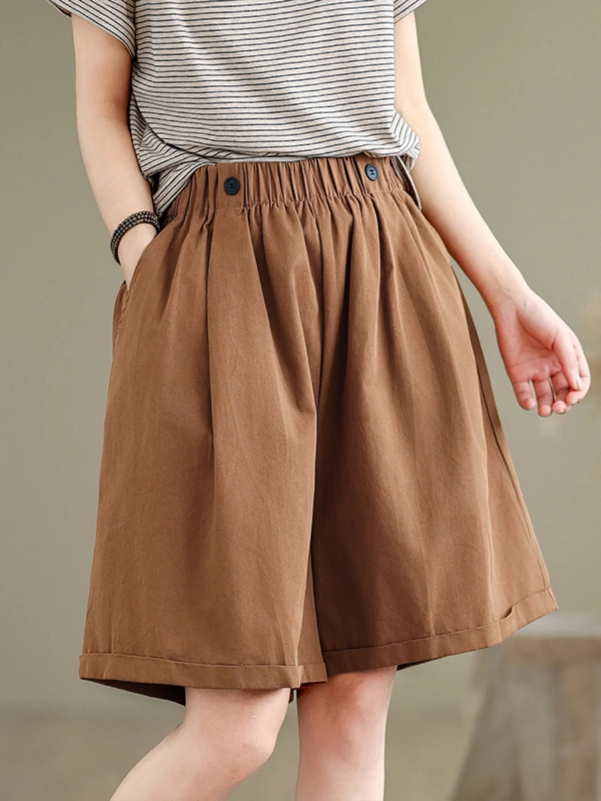 Retro spodnie damskie z wysokim stanem i szerokimi nogawkami, luźne, wyszczuplające, letnie, cienkie, uniwersalne, z wysokim stanem i szerokimi nogawkami.