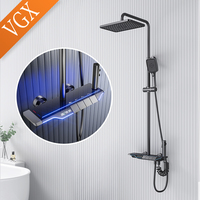 VGX Thermostatic Shower System Set Temperature Display Bathroom Shower Set Rainfall Shower Head Set Bidet Shower Faucet Set Grey