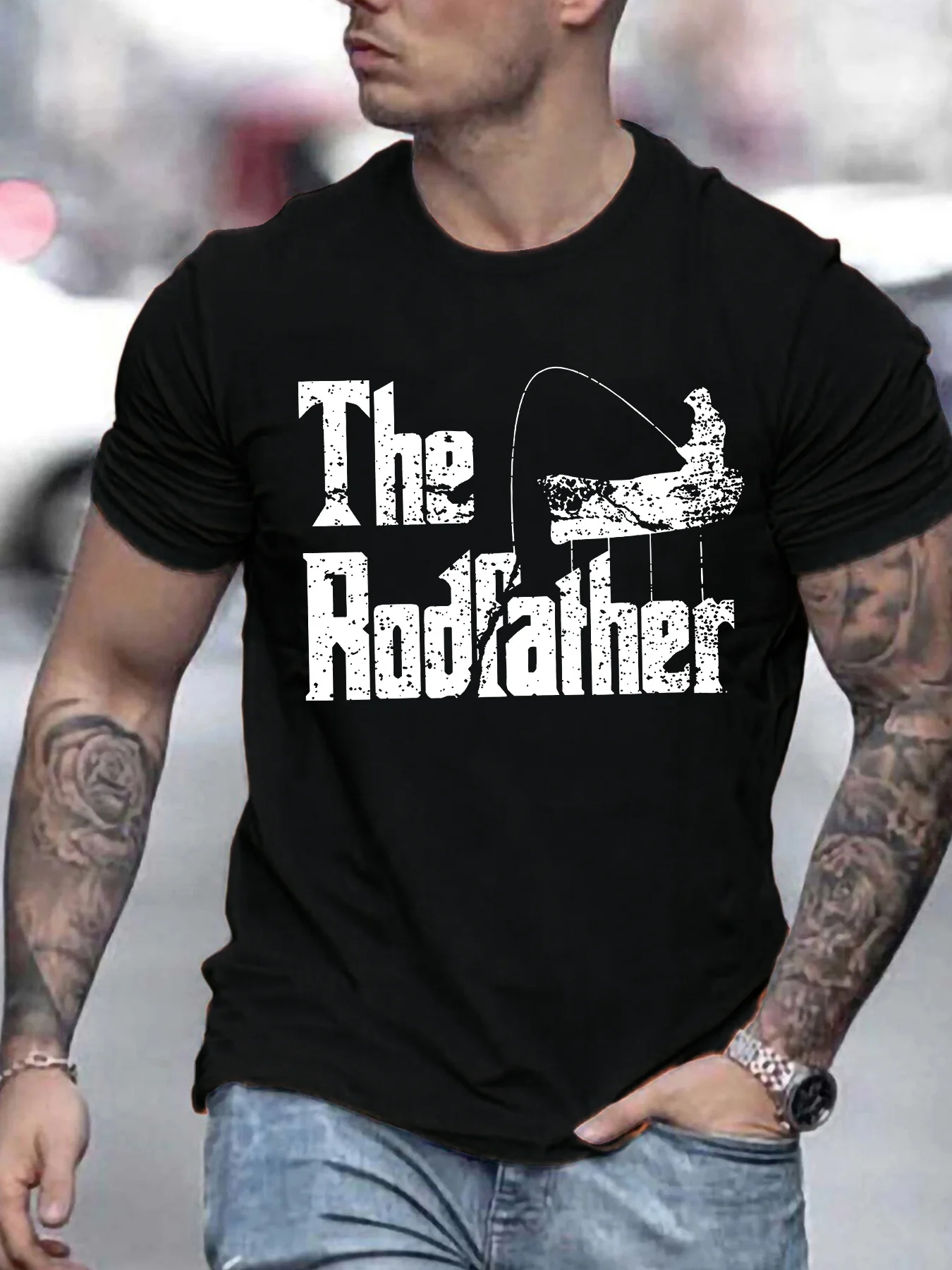 Funny The Rodfather Fisherman Anglers Fishing Gift T-Shirt 100% Cotton O-Neck Short Sleeve Summer Casual Mens T-shirt Streetwear