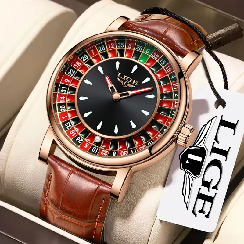 

Мужские кварцевые часы LIGE, лучшие бренды, роскошные, с арабскими цифрами, вращающимся циферблатом, водонепроницаемые, светящиеся, для мужчин, Reloj Hombre