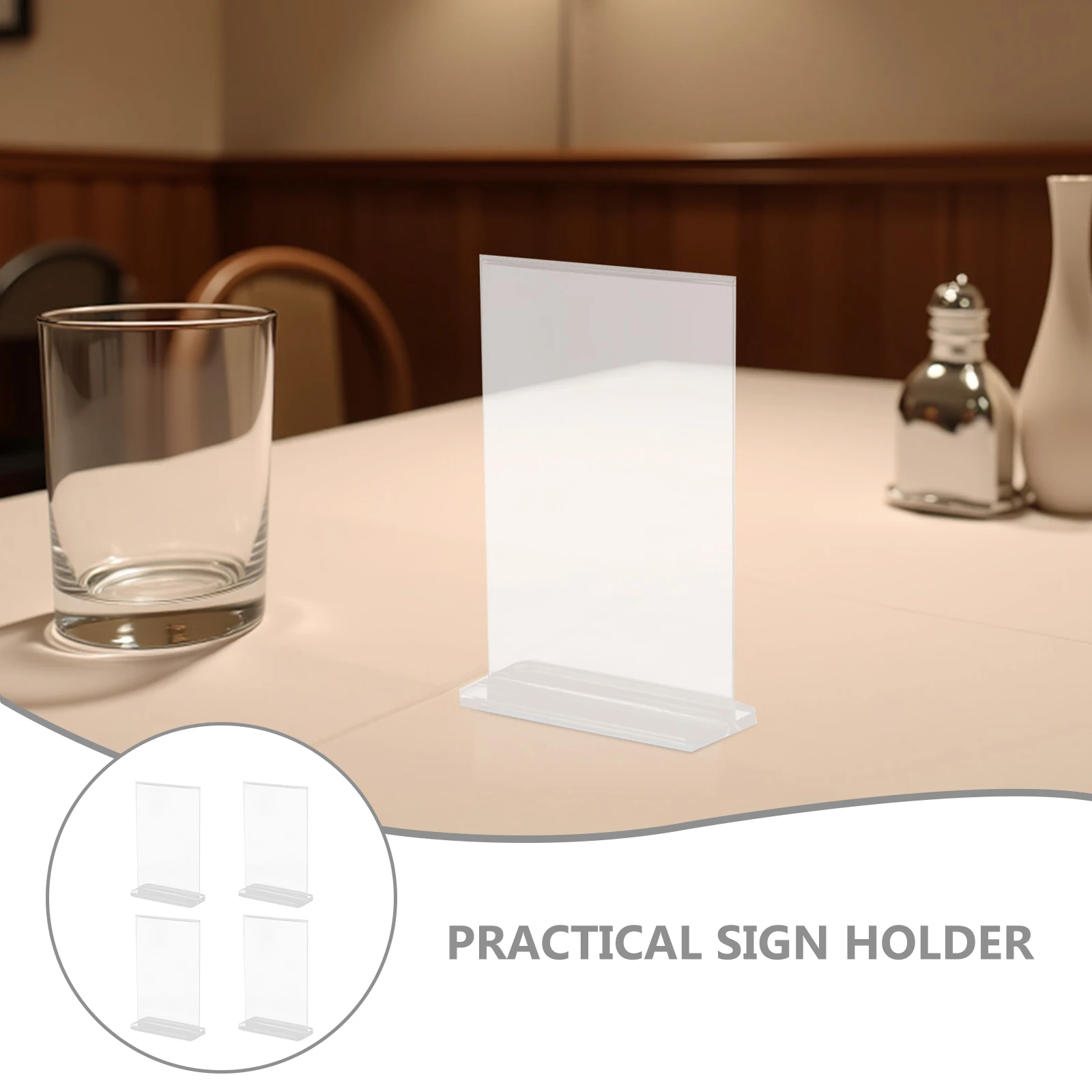 4 قطعة حامل علامة الاكريليك حامل عرض سطح المكتب حامل علامة الطاولة عمودي مكان بطاقة عرض لوازم ديكور حفلات الزواج #3